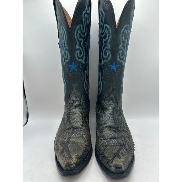 Lucchese 1883 Women's Western Cowboy Boots black & Blue Python Leather 7 - Picture 10 of 16